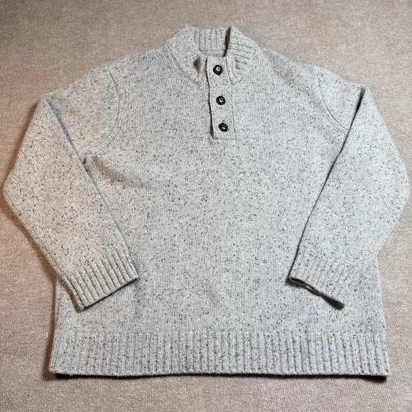 UNTUCKit Sweater Mens 2XL Gray Lambswool Mock Neck Button Henley Pullover EUC - Picture 7 of 13